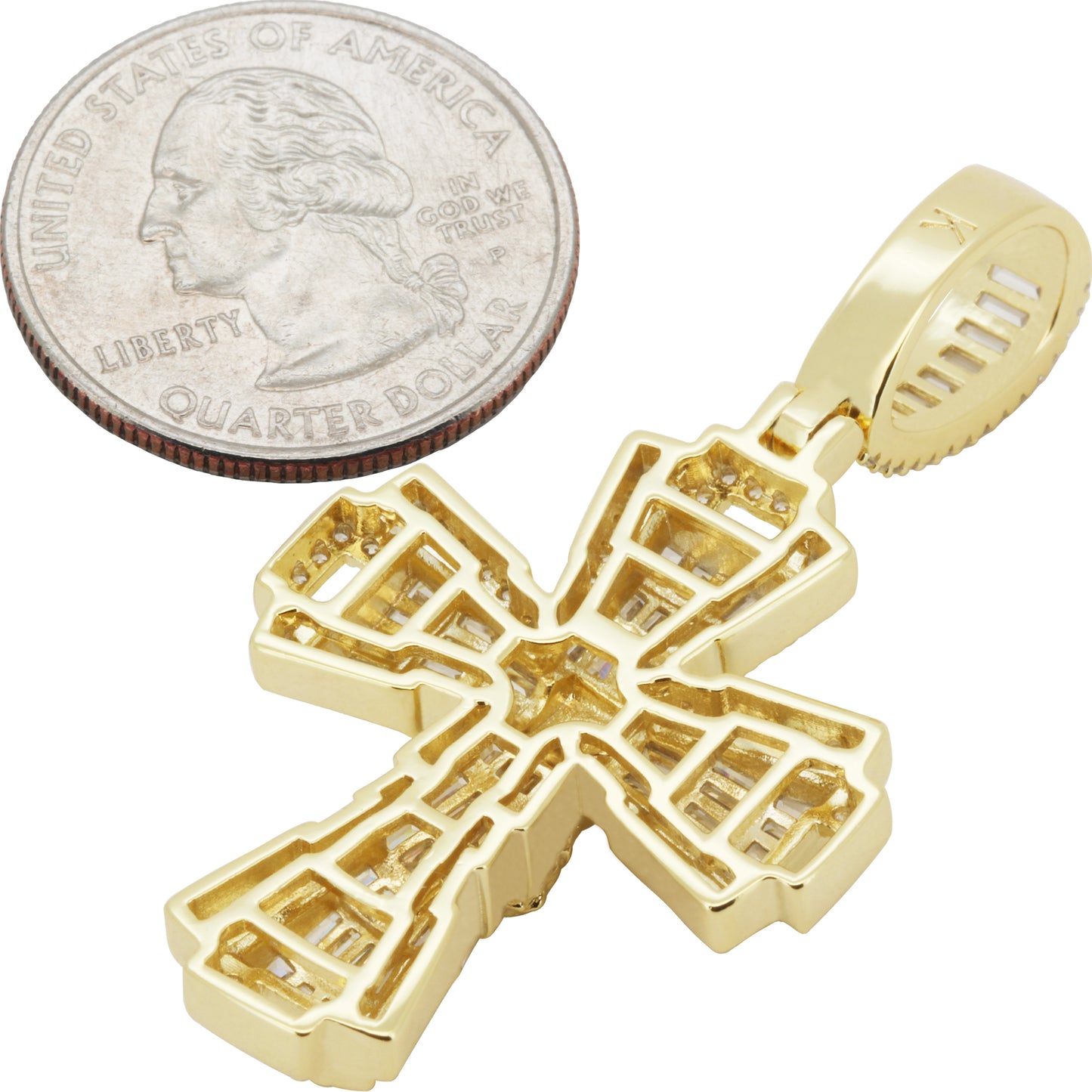 Baguette Crucifix Cross Pendant