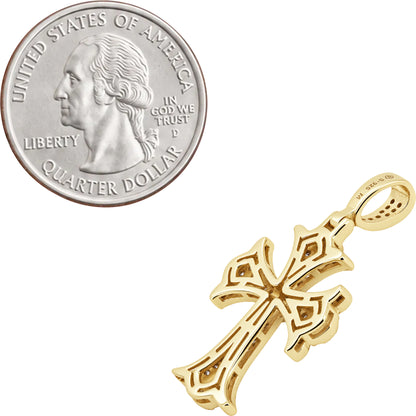 Moissanite Pavé Gothic Flared Cross Pendant S