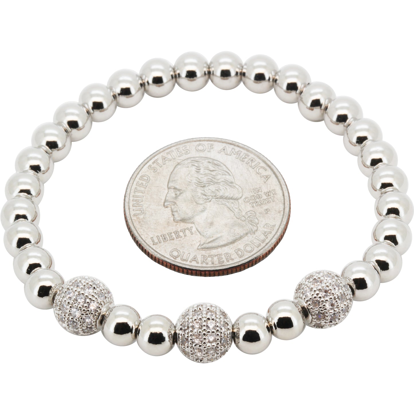 8mm Disco Ball Beaded Stretch Bracelet 7"