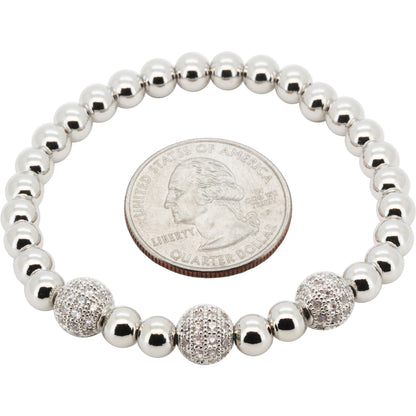 8mm Disco Ball Beaded Stretch Bracelet 7"