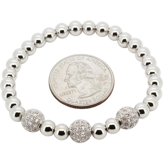8mm Disco Ball Beaded Stretch Bracelet 7"