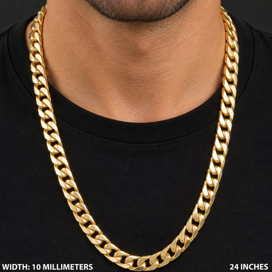 10mm Square Cut Cuban Link Chain 24"