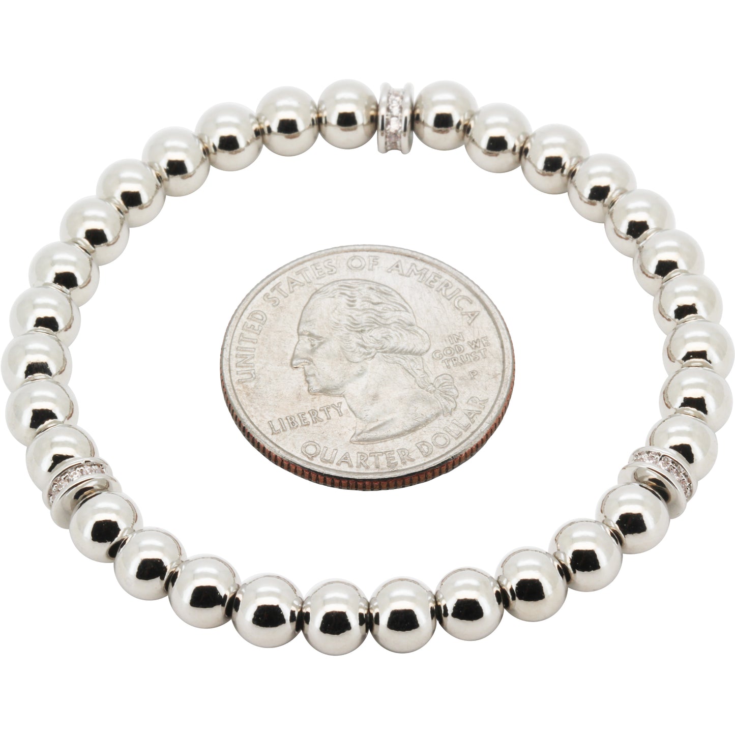 Rondelle Spacer 6mm Beaded Stretch Bracelet 7”