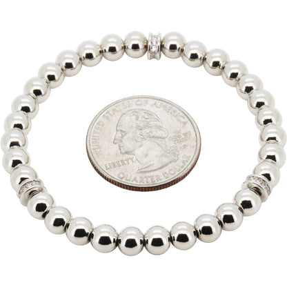 Rondelle Spacer 6mm Beaded Stretch Bracelet 7”