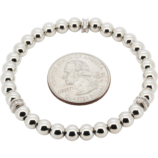 Rondelle Spacer 6mm Beaded Stretch Bracelet 7”