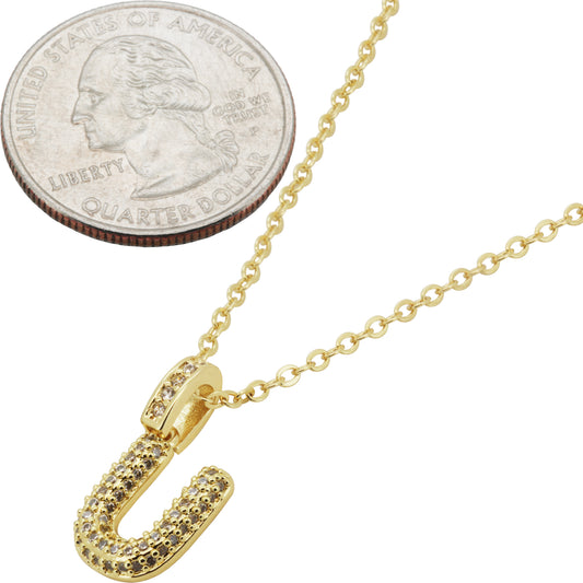 Bubble Initial Letter U Pendant Necklace 18"+2"