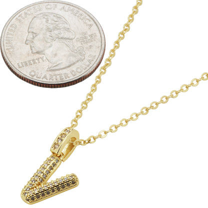 Bubble Initial Letter V Pendant Necklace 18"+2"