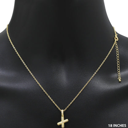 Bubble Initial Letter X Pendant Necklace 18"+2"