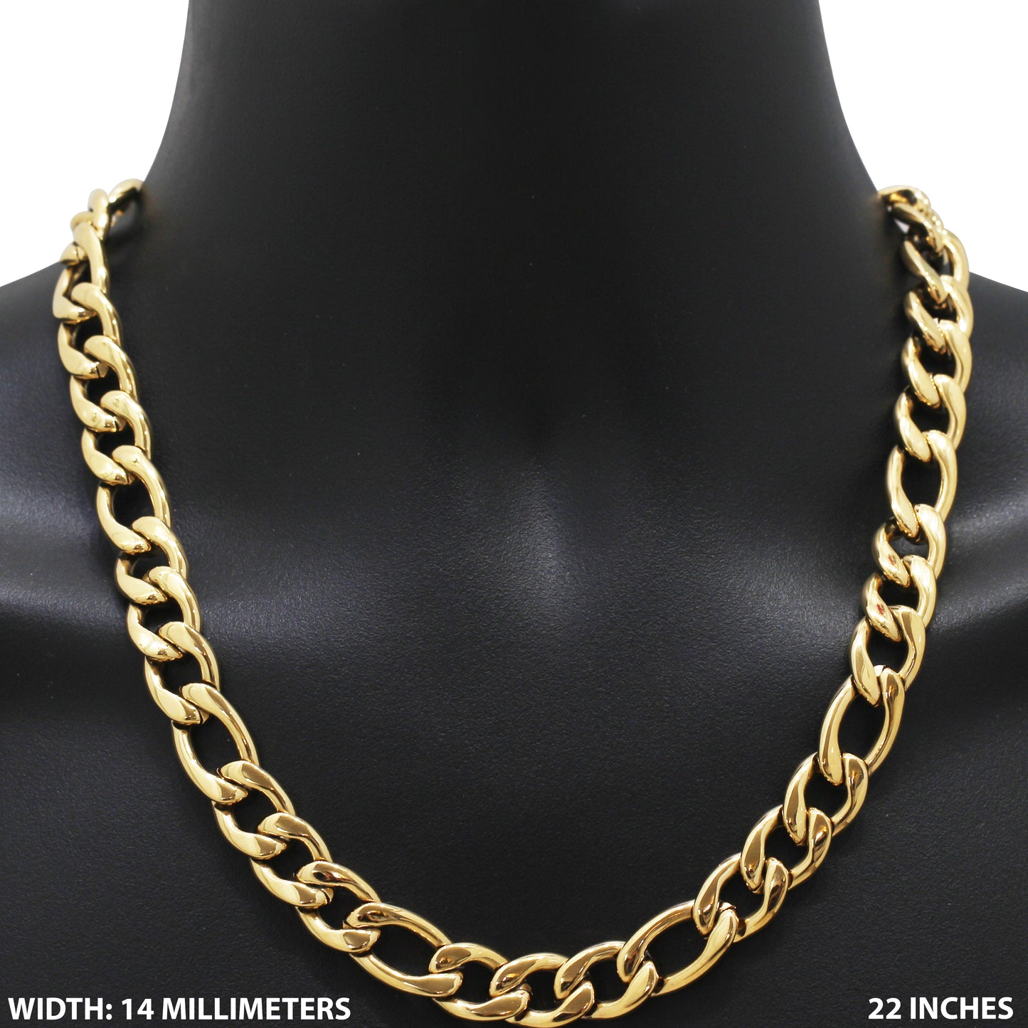 14mm Figaro Link Chain 22"