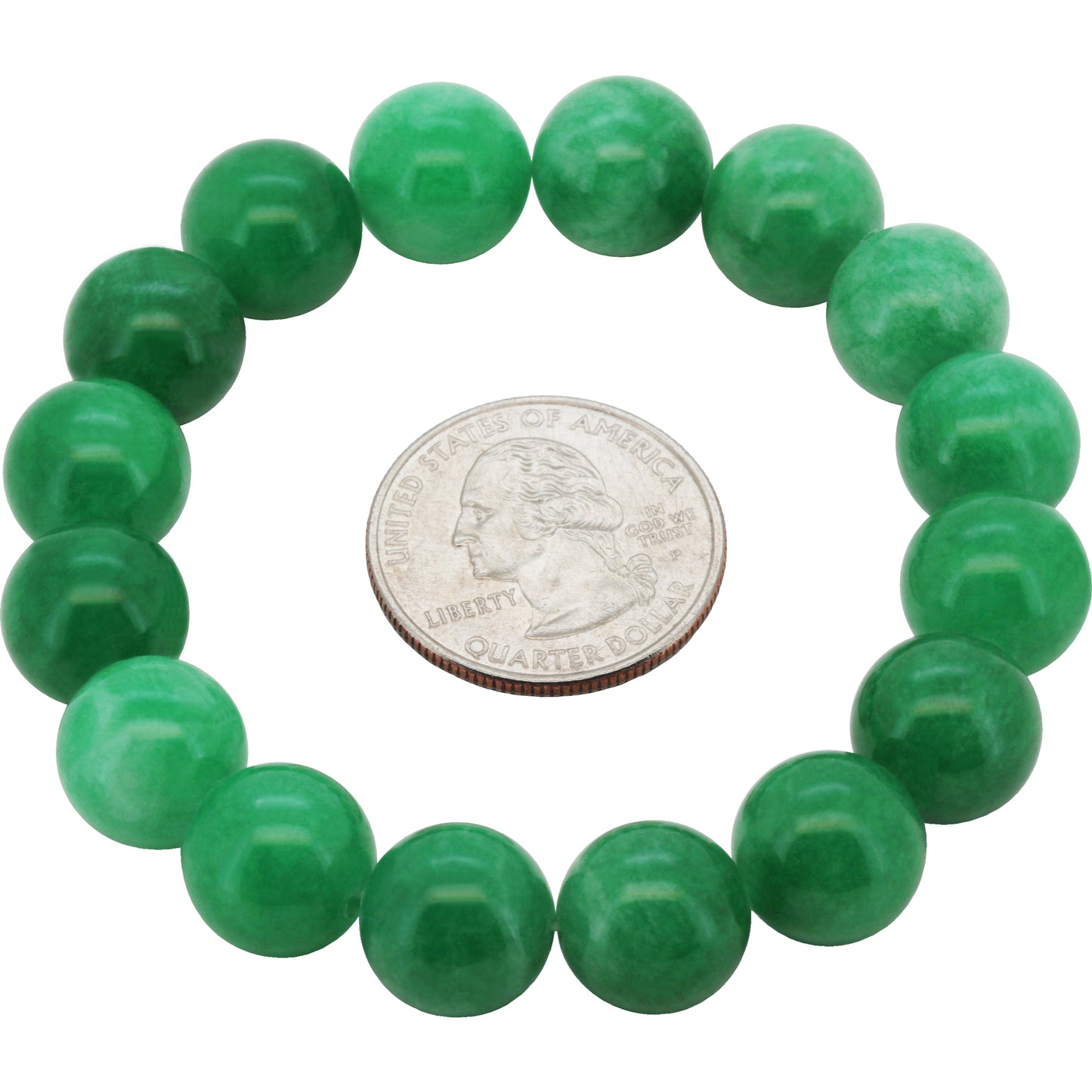 12mm Jade Gemstone Beaded Stretch Bracelet 7.5"