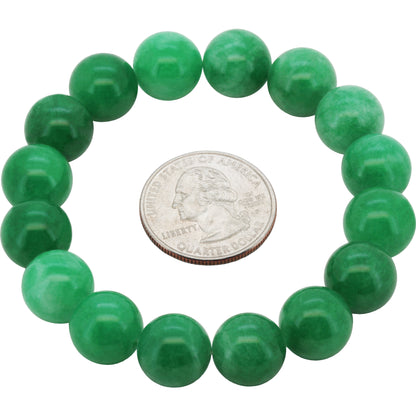 12mm Jade Gemstone Beaded Stretch Bracelet 7.5"