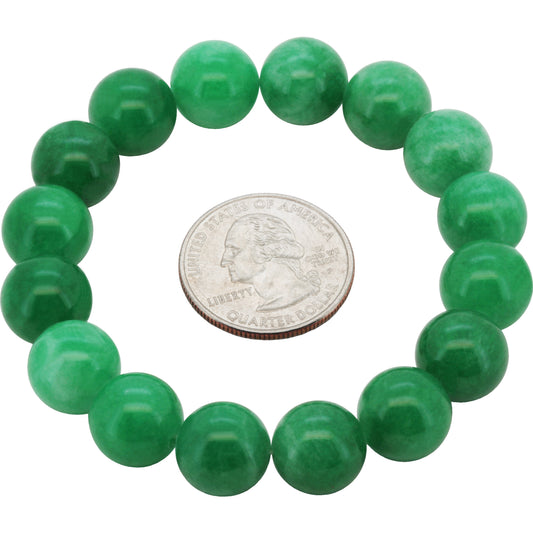 12mm Jade Gemstone Beaded Stretch Bracelet 7.5"