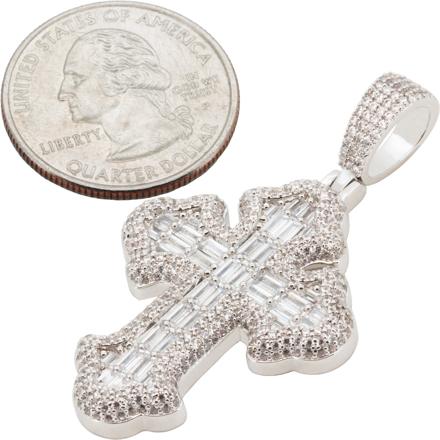 Baguette Gothic Tupac Cross Pendant L