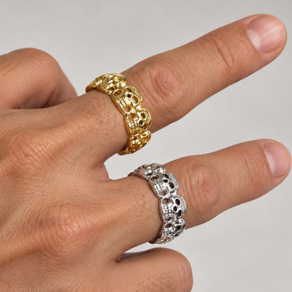9mm Skull Head Band Ring Size 9