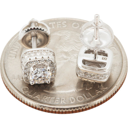 0.91ctw Moissanite 7mm Halo Square Studs