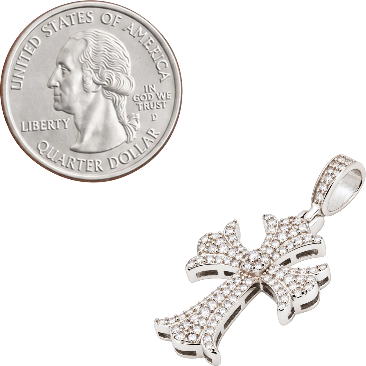 Moissanite Pavé Gothic Flared Cross Pendant S