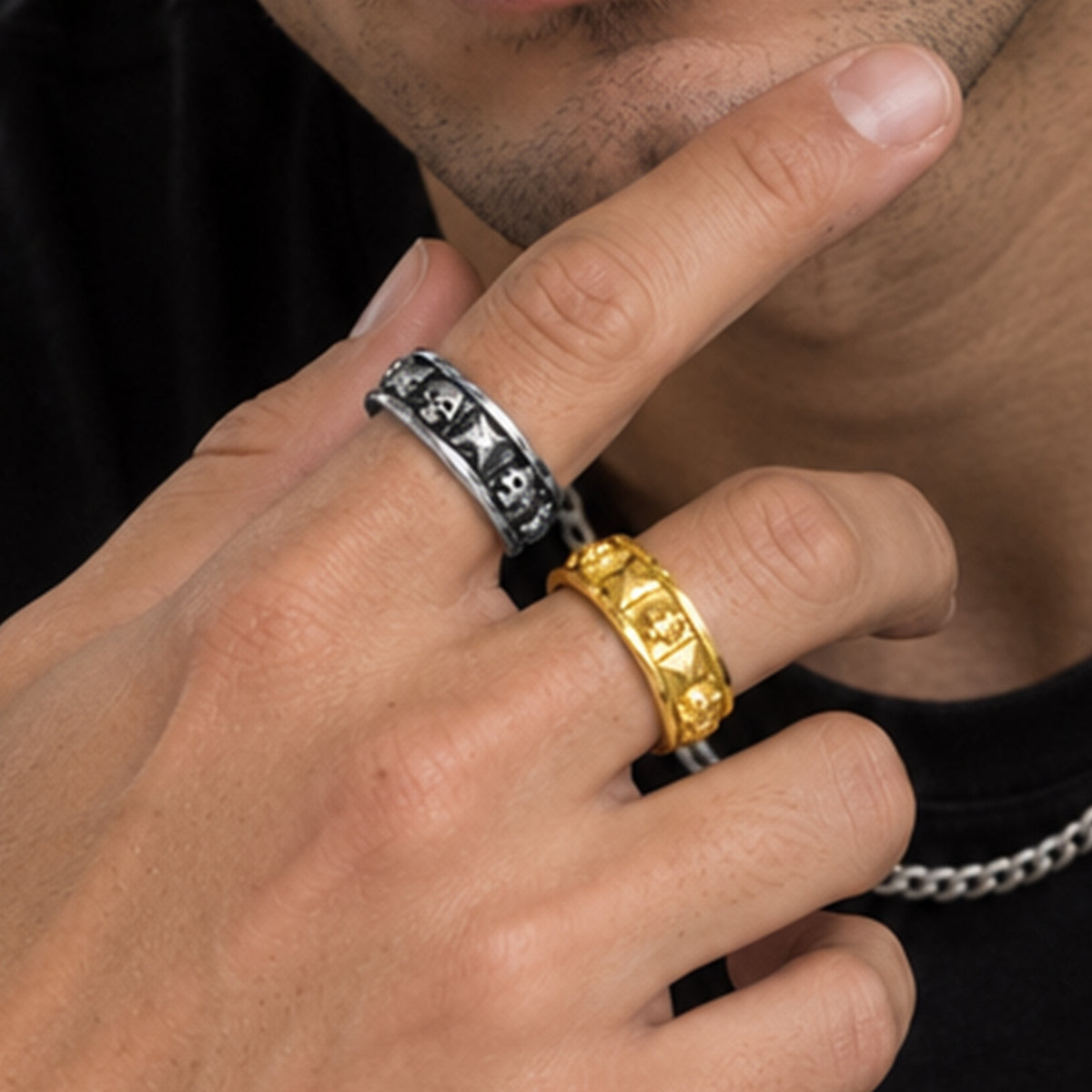 8mm Skull Head Band Ring Size 8