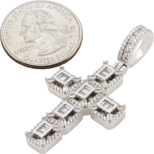 Baguette Segment Cross Pendant