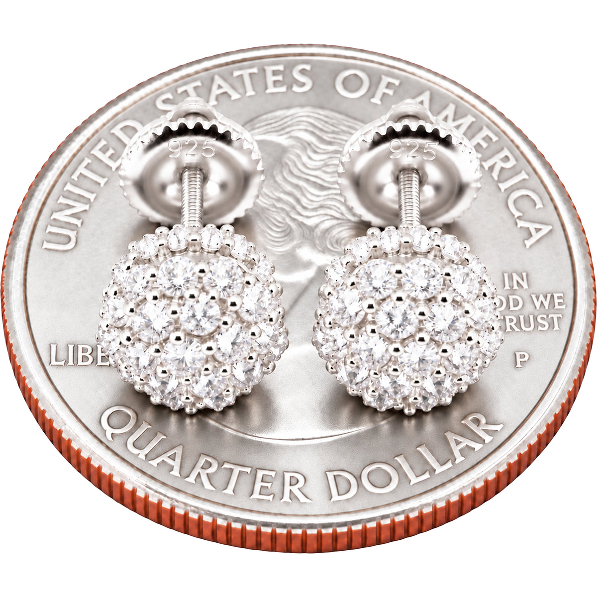 Moissanite Reverse Set 7mm Hexagon Cluster Studs