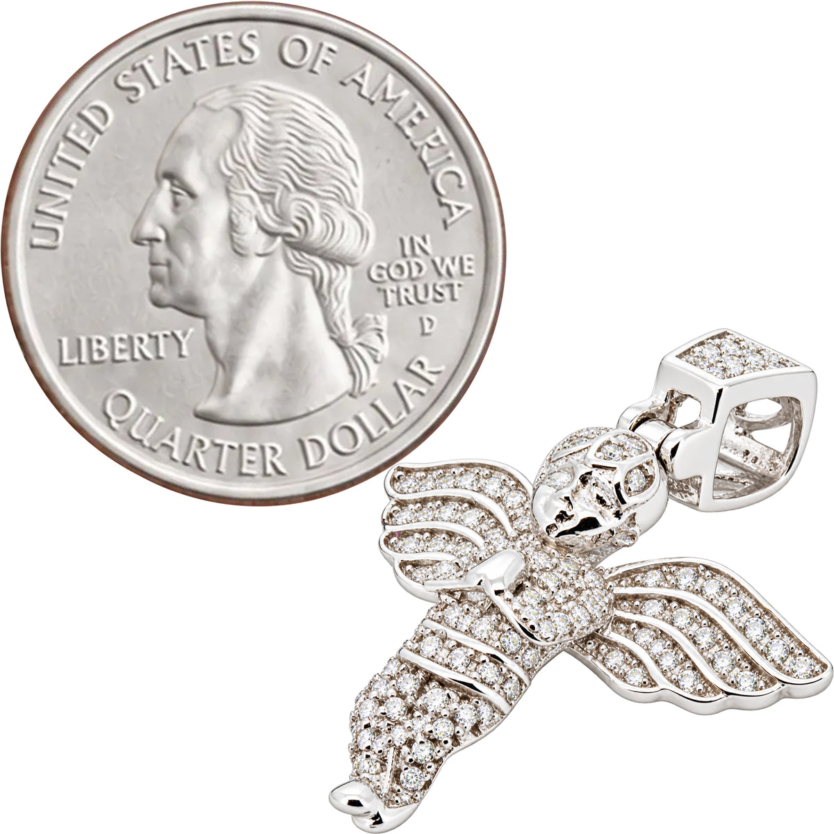 Moissanite Pavé Praying Angel Pendant