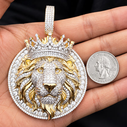 Two-Tone Lion Head Crown Pendant