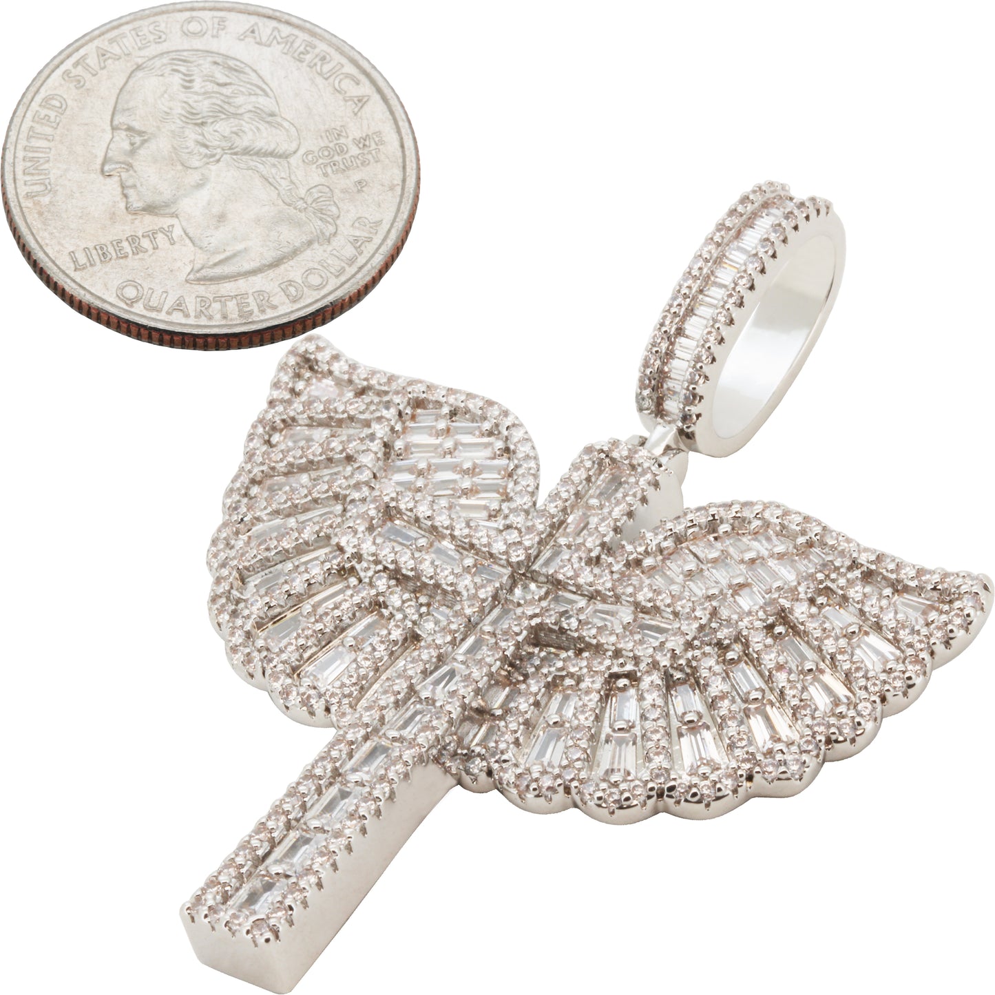 Baguette Winged Cross Pendant