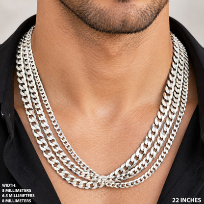 6.5mm Diamond Cut Curb Cuban Link Chain 22"