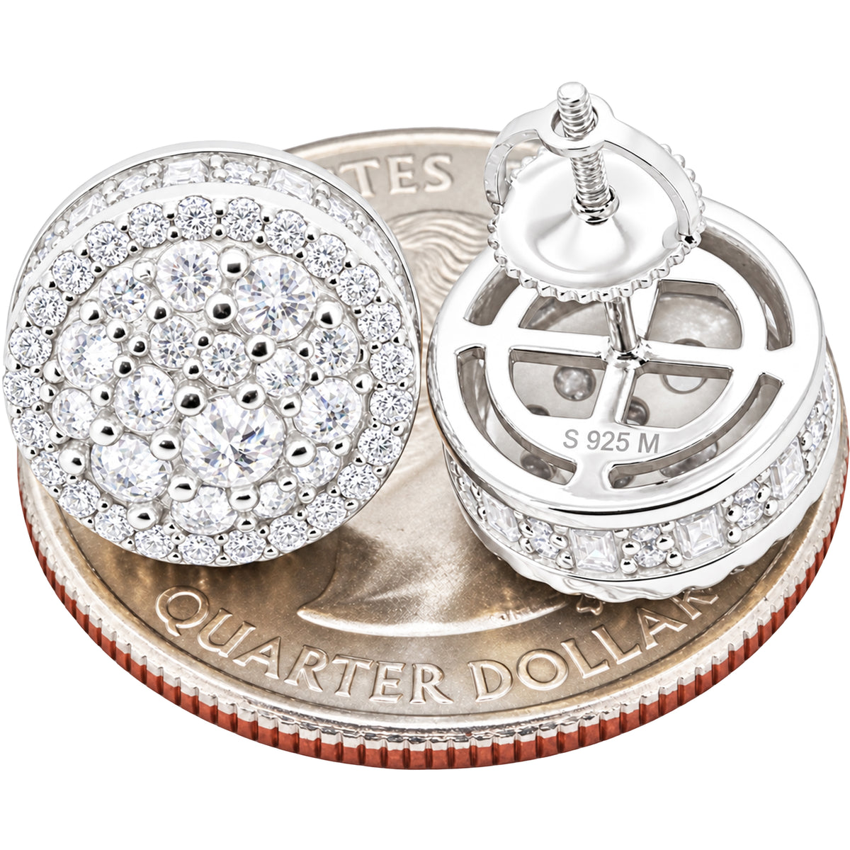 Moissanite 12mm Reverse Set Circle Cluster Studs