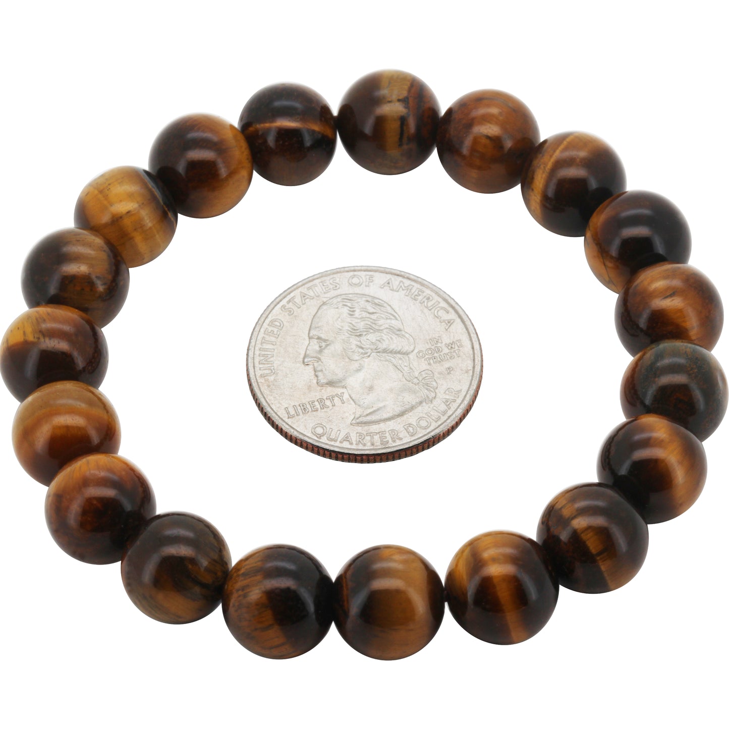 10mm Tiger Eye Gemstone Beaded Stretch Bracelet 7.5”