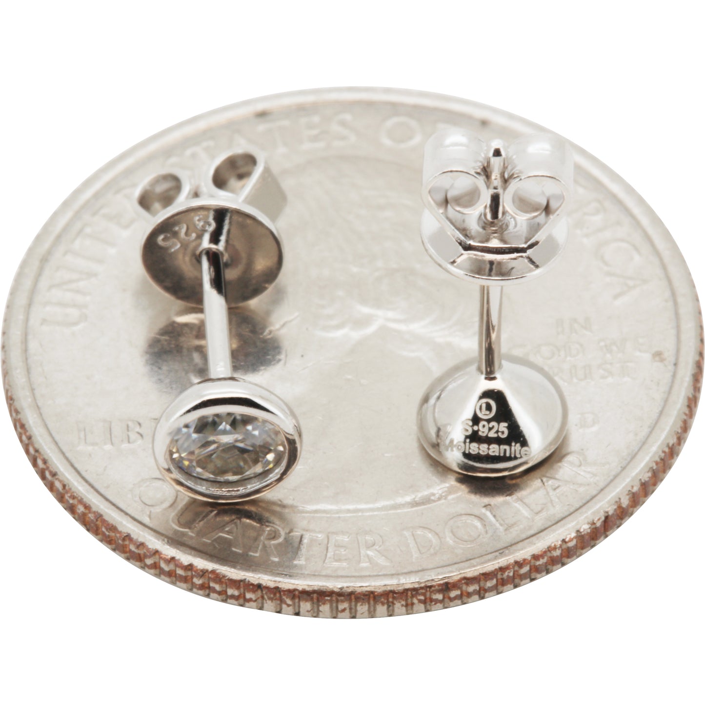 4mm 0.6ctw Moissanite Bezel Set Solitaire Studs