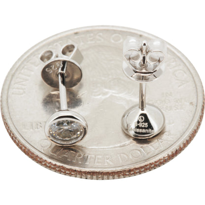 4mm 0.6ctw Moissanite Bezel Set Solitaire Studs