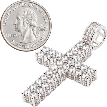Two-Row Pavé Cross Pendant