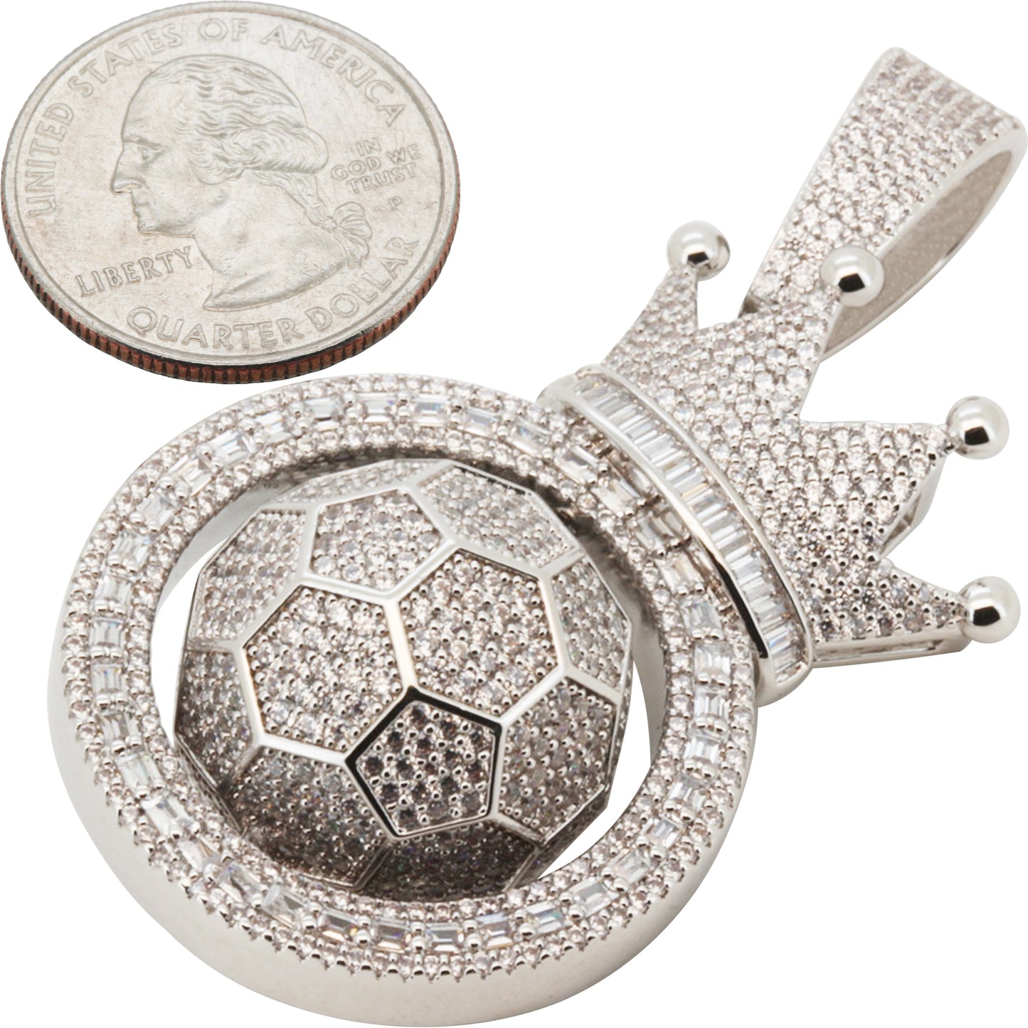Spinning Soccer Ball Crown Pendant