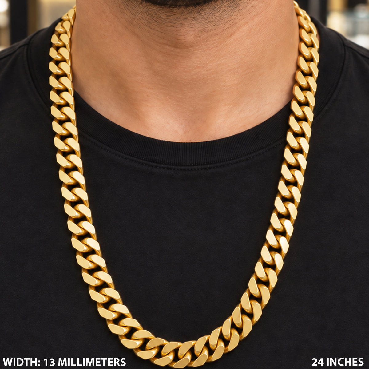 13mm Square Cut Cuban Link Chain 24"