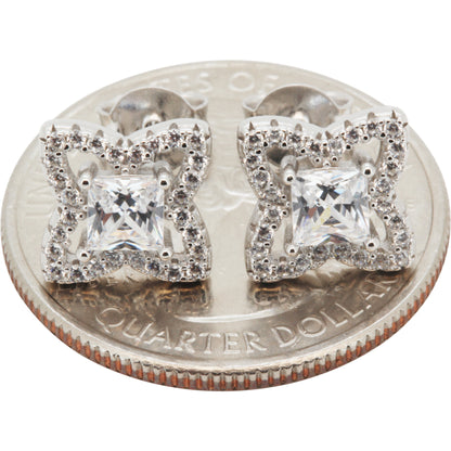 8mm Floral Halo Studs