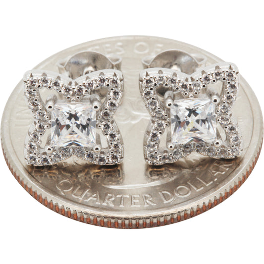 8mm Floral Halo Studs