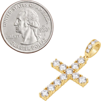 Moissanite 3mm Tennis Cross Pendant