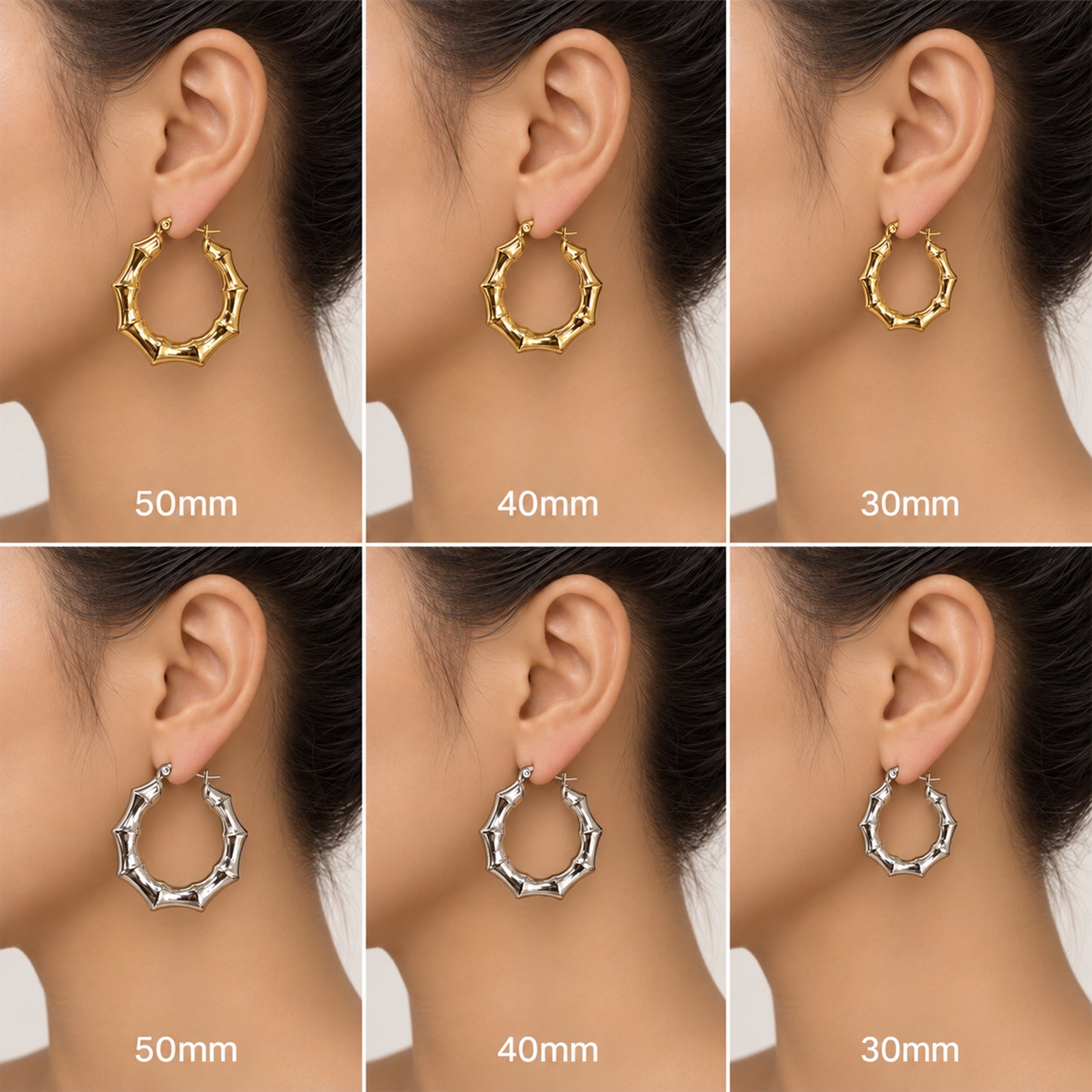 6mm x 30mm Chunky Bamboo Hoops