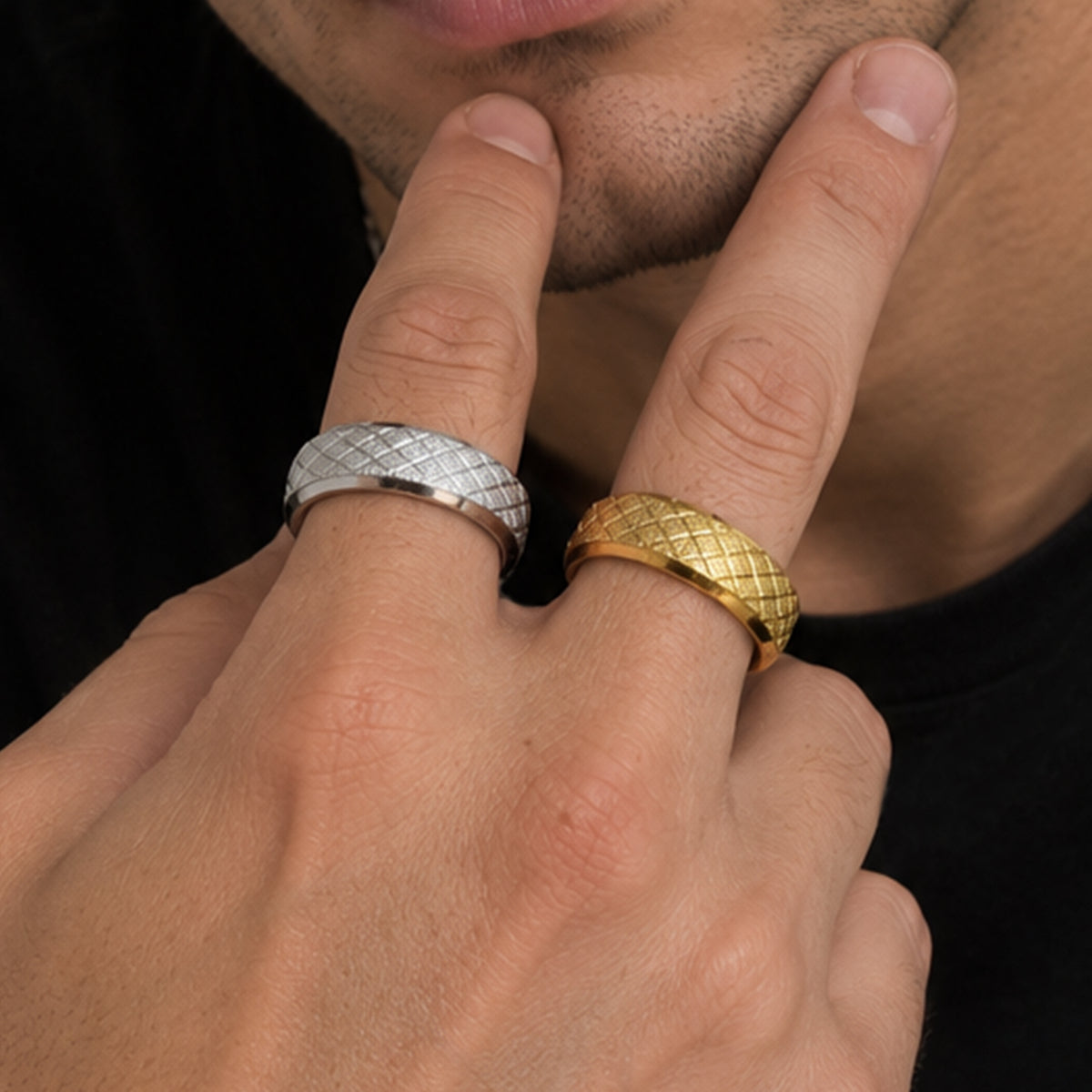 7mm Crisscross Pattern Band Ring Size 10