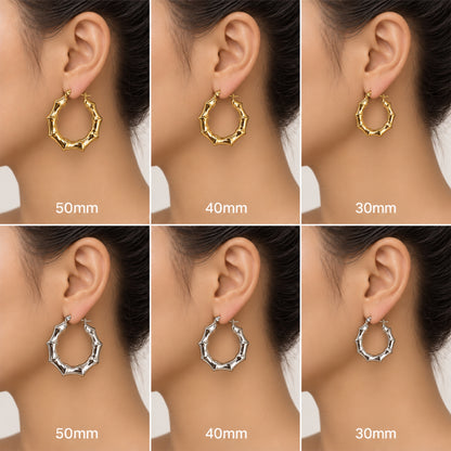 7mm x 50mm Chunky Bamboo Hoops