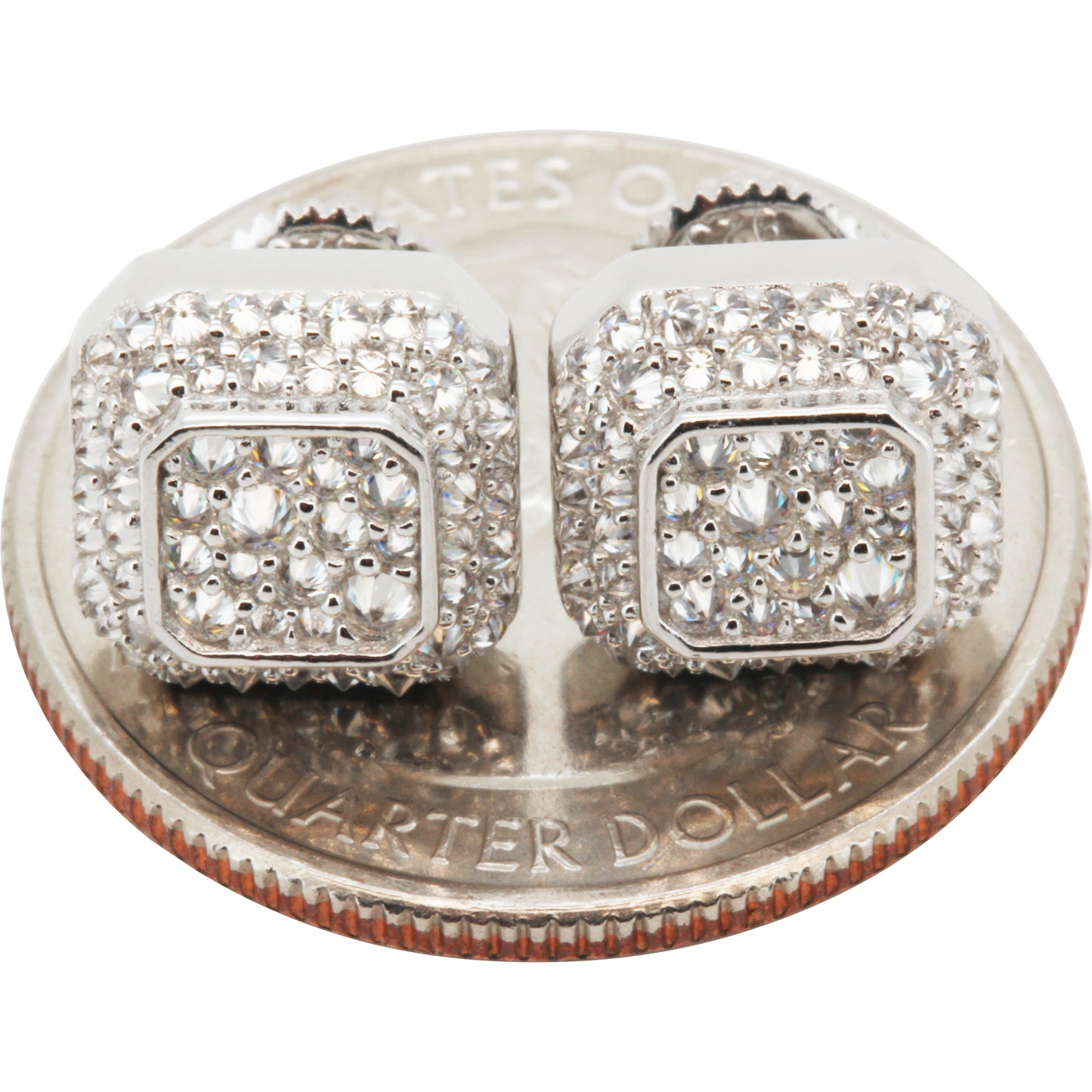 Moissanite 10mm Reverse Set Square Studs