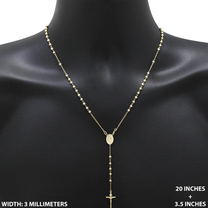 3mm Rosary Necklace 20"+3.5"