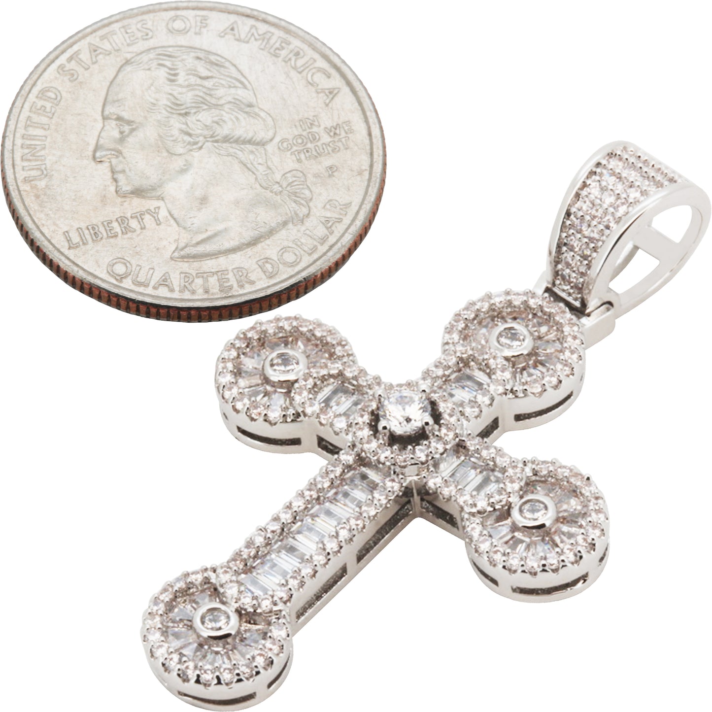 Bezel Baguette Cross Pendant