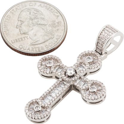 Bezel Baguette Cross Pendant