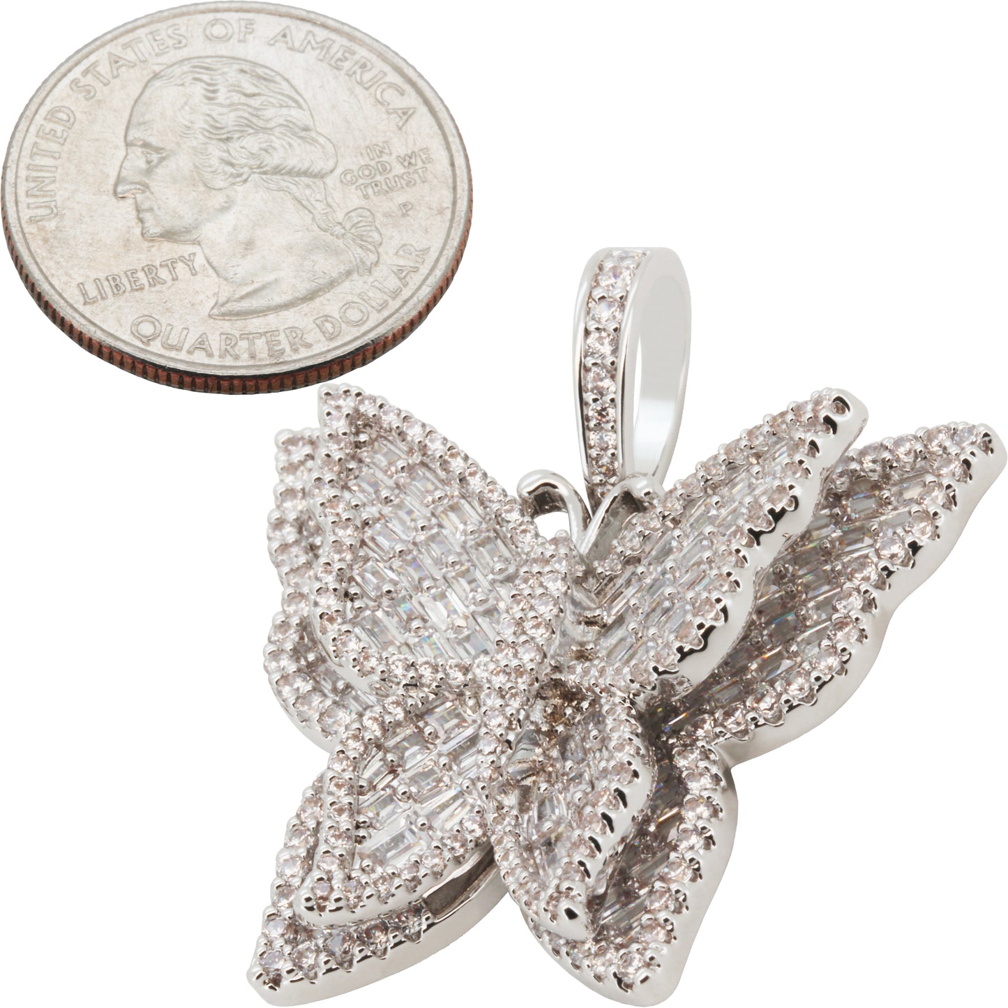 Baguette Butterfly Pendant
