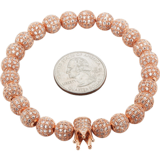 8mm Disco Ball Crown Stretch Bracelet 8"