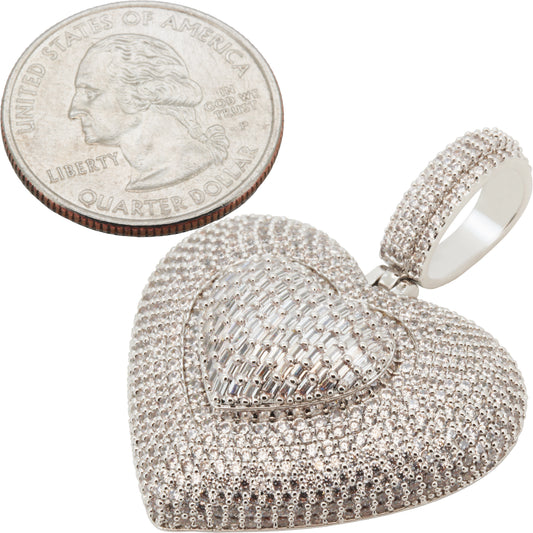 Layered Baguette Heart Pendant