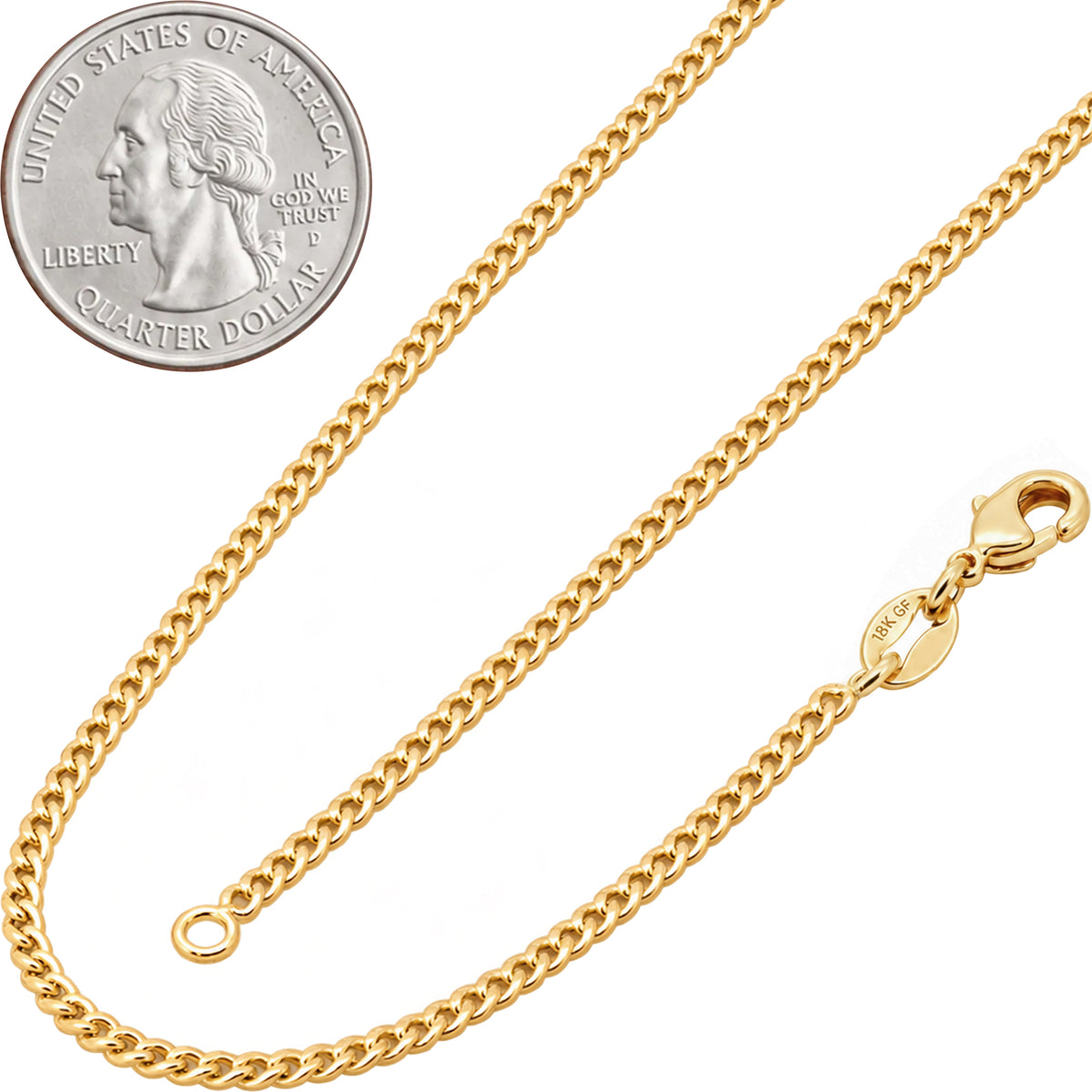 2mm Cuban Link Chain 18"