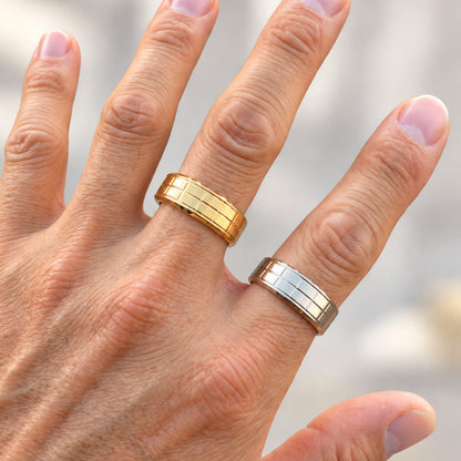 8mm Brushed Brick-Pattern Band Ring Size 11