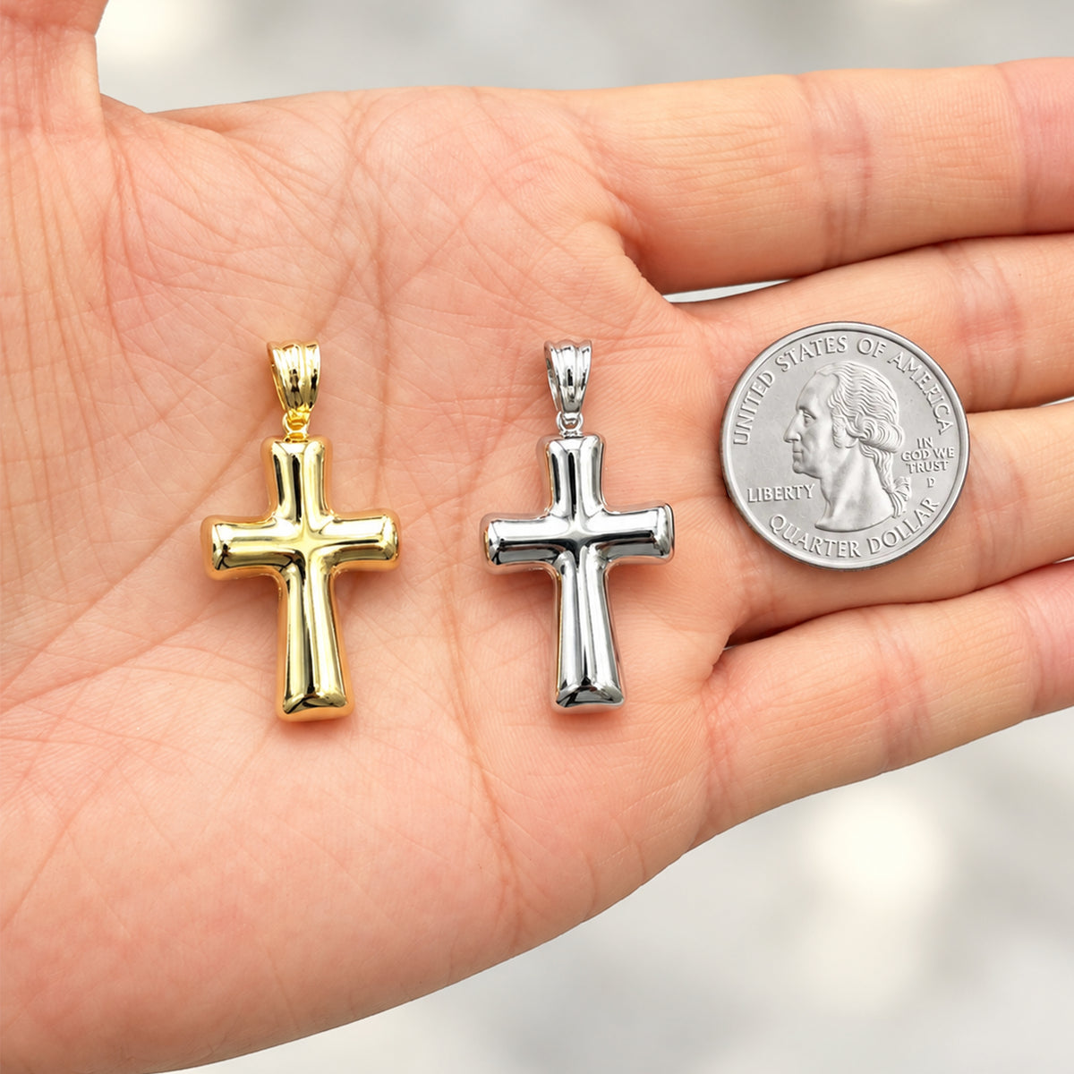 Plain Puffy Cross Pendant